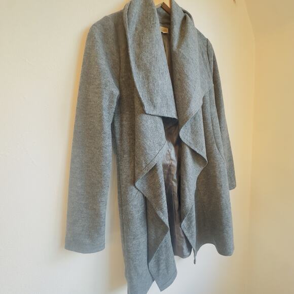 PIKO 1988 Gray Wool Blend Draped Cardigan Coat Small Open Front Waterfall Jacket - Picture 4 of 12